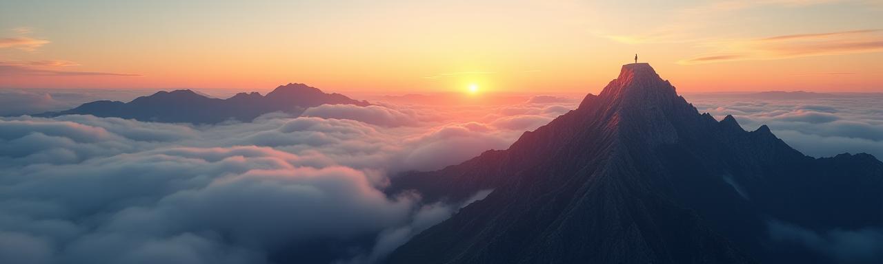 Team cheering on a mountain peak
